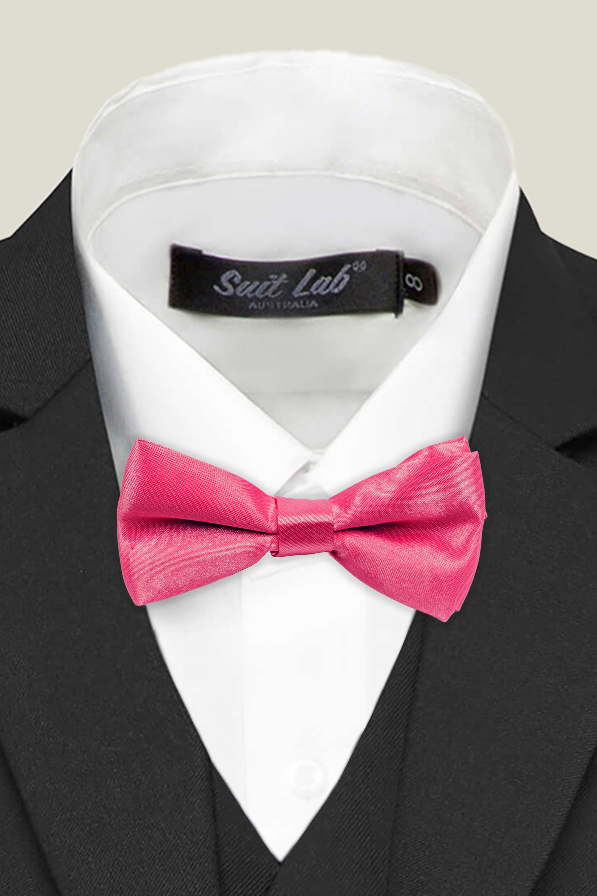 White tux with hot sale pink bow tie