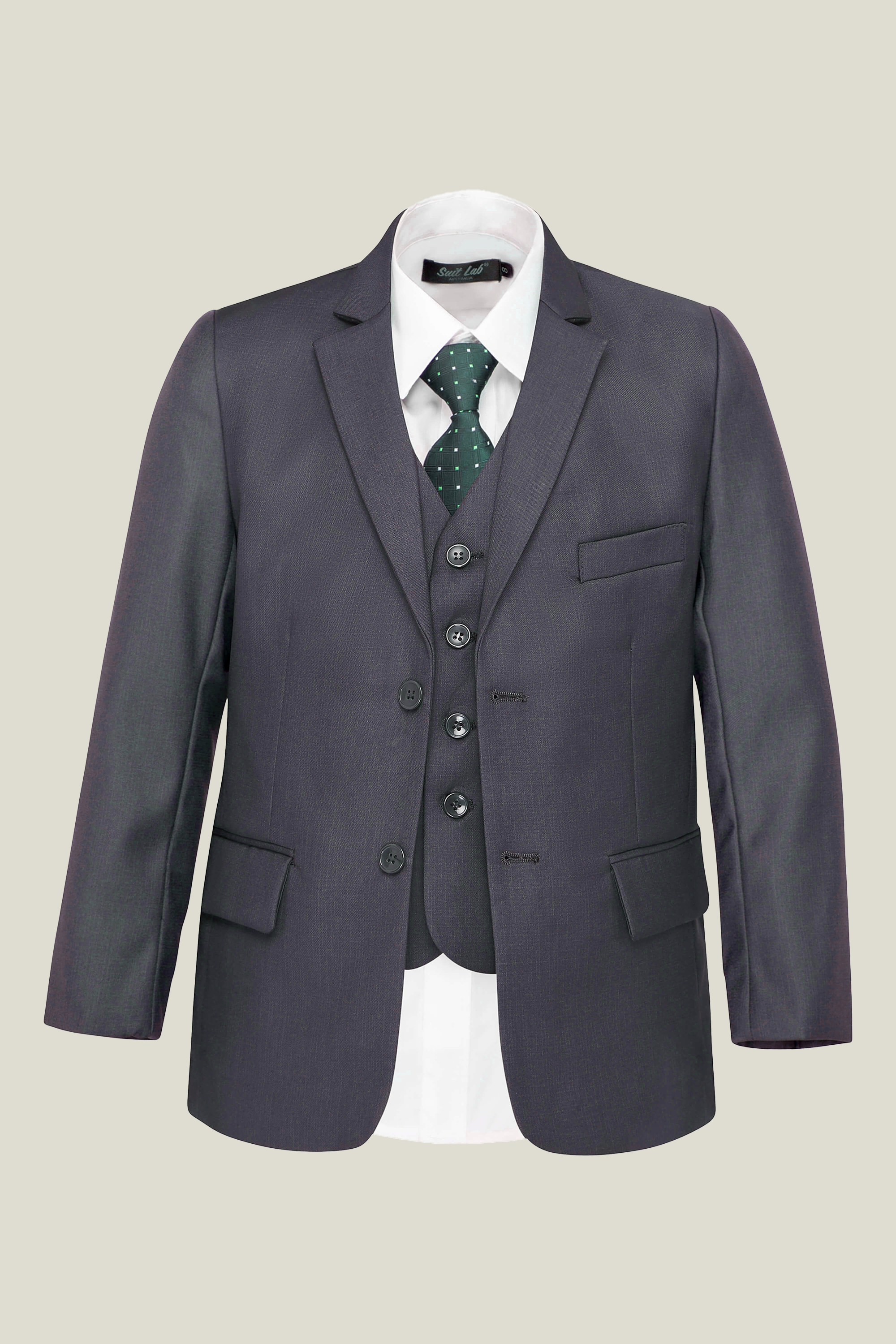 Charcoal grey boys suit best sale