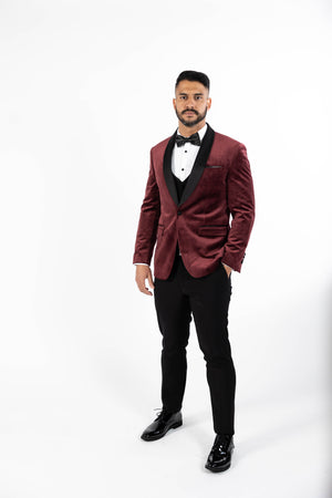 Men's Burgundy Velvet Tuxedo Jacket