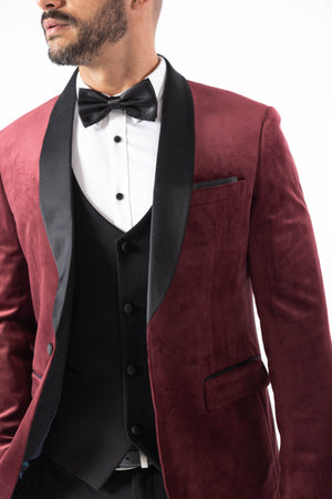 Men's Burgundy Velvet Tuxedo Jacket