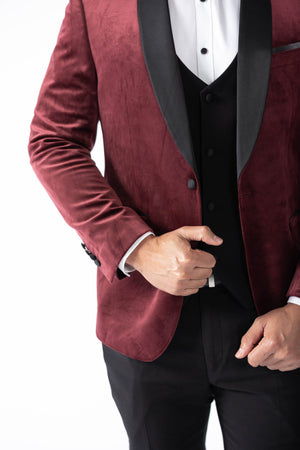 Men's Burgundy Velvet Tuxedo Jacket