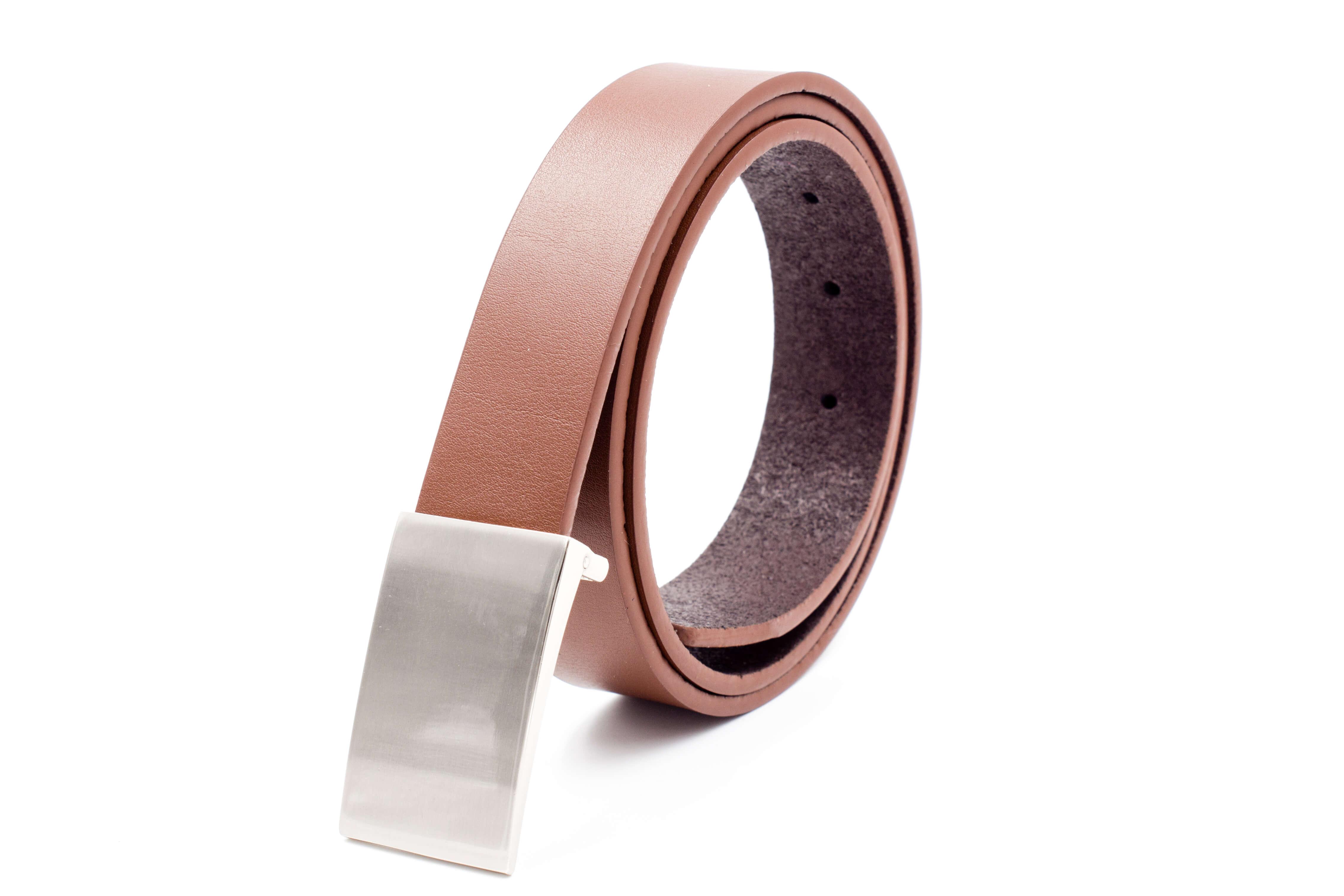 Boys brown leather belt, Kids brown belt plate buckle belt